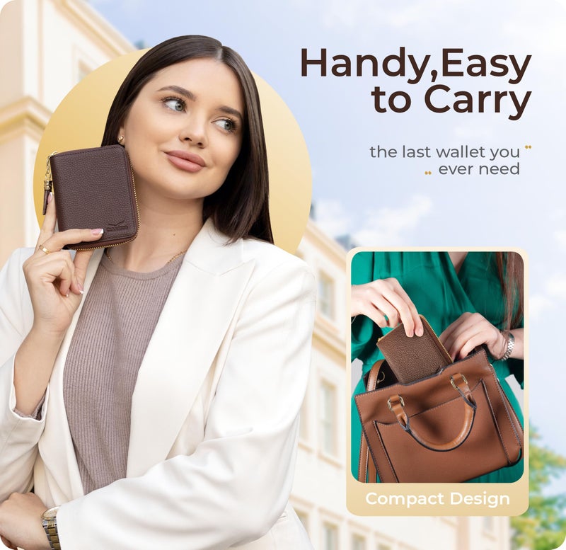 Claasico Bifold Wallet for Women RFID Blocking | Genuine Leather Zip Wallet & Ladies Coin Pocket | Stylish Credit Card Holder | Travel Wallet with Anti-Theft Protection - Image 3